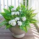 10 Bundles Artificial Greenery Plants & Flowers for Outdoor UV Resistant Fake Plants Plastic Leaves with Stems for Outside Garden Porch Decor (Mixed-White)