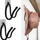 2 Pack Adhesive Hat Hooks Hat Rack Hat Holder Hat Organizer Wall Mount Display storage Hangers - No drilling - Strong Hold Hat Hangers for cowboy hats or probably any other type for that matter!