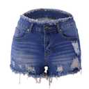 Women's Casual High Waisted Summer Denim Shorts Frayed Hem Stretch Slim Fit Ripped Destroyed Jean Shorts, Size L