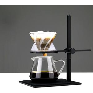 Pour Over Coffee Station Coffee Dripper Stand Stainless Steel (Black Adjustable)