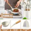 LIANYU 15 PCS Silicone Kitchen Utensils Set with Holder, Cooking Utensils set for Nonstick Cookware, Heat Resistant & Non Toxic Spatula Ladle Tong, White, Small