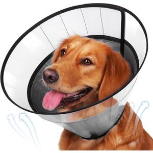 BARKLESS Soft Dog Cone, Soft Cone for Large Dogs to Stop Licking Biting Wounds, Breathable Surgical E Collar for After Surgery, Adjustable Elizabethan Collar for Neuter Incision Care (L (Neck: 14.75-17.25"))