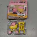 Mini Dollhouse Furniture Set, Baby Stroller and High Chair, Pink and Yellow Miniature Accessories, Kids Pretend Play Toys