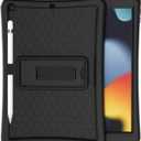 Case for iPad 9th/8th/7th Generation 2021/2020/2019(10.2 inch), Heavy Duty Shockproof Rugged Protective 10.2" Cover with Built-in Stand for iPad 9 8 7 Gen (Black+Black)