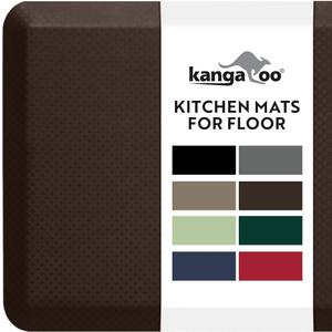 KANGAROO Thick Ergonomic Anti Fatigue Mats for Kitchen Floor, 58x20, Cushioned Standing Office Desk Mat, Waterproof Scratch Resistant Topside, Supportive All Day Comfort Padded Foam Rugs, Brown
