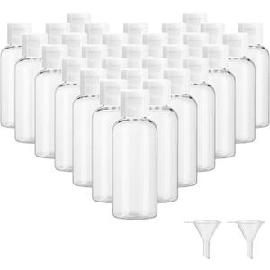 2 Pcs 2 oz Clear Plastic Empty Bottles with Flip Cap for Travel Size Liquids
