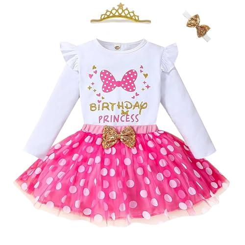 LYQTloml Toddler Kids Baby Girls Birthday Princess Outfits Dress Tshirt Vest Tank Top Dot Mesh Tutu Skirt 2PCS 120
