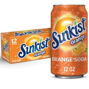 Sunkist Orange Soda, 12 fl oz cans, 12 pack (EXP 02/07/27)