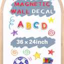 Lincia Dry Erase Board, 36" x 24" Magnetic Erasable Whiteboard, Arched Large Semi-Circular Whiteboard, Gold Rustic Wood Frame, Bohemian Style Design for Home, Classroom, Office, School