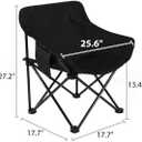 Camping Moon Folding Portable Chair for Adults, Lightweight 2.3 Lb, 330 Lb Capacity, Side Pocket, 1-Second Setup, with Carry Bag, Black (1), 27.2 x 17.7 x 17.7 inches