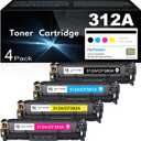 312A Toner Cartridges 4 Pack Set Replacement for HP 312A Toner 312X