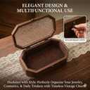9 Inch Wooden Keepsake Box - Vintage Memory Box For Keepsakes, Decorative Jewelry Storage With Glass Lid - Walnut Wood
