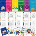 SYUCVQI Ramadan Watercolor Coloring Book with Eid Greeting Card Craft Kit Mosque Moonlight Theme Family Gathering Religious Gift Party Gift Filler (192PCS)