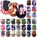 Tarpop 30 Pcs Neck Gaiters Scarf Elastic Wrap Headband Sweat Absorbing Bandana for Women Men Sports Yoga Running(Flag Style)