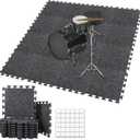 TroyStudio Thick Sound Absorbing Interlocking Floor Mats, 16 Pcs 11x 11 x 0.4 inches High Density Piano Carpet Drum Rug, Non-Slip Anti Vibration Soundproof Pads Acoustic Blankets for Music Studio M