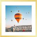 22x22 Picture Frame Gold with 18x18 Mat, Display Photo 18x18 with Mat or 22 x 22 Without Mat, Wall Hanging Large 22x22 Poster Frame with Shatter Resistant Plexiglass, Gold