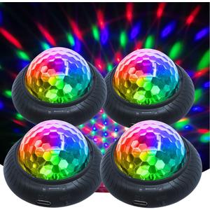 Disco Party Light Night Light 2 in 1 Flashes with Music Sound Activated Multicolor Disco Ball Rechargeable Battery Operated RBG Mini Disco Ball Entertaining Atmosphere for Car Room(4 Pack)
