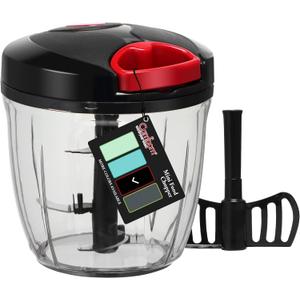 Cambom Manual Food Chopper Vegetable Cutter, Hand String Vegetable Chopper Onions Cutter for Vegetable Fruits Nuts BPA Free Food Safe Material, 900ml Black