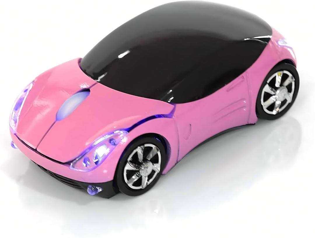 ASHATA 2.4G Car Mouse with USB Reciver 1600DPI Optical Mouse for PC Computer Laptop Tablet, High Cute Mouse for Win XP//Win7/ME/2000/for Mac OS (Pink)