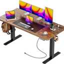 Huuger 55 x 28 Large Electric Standing Desk with 4 AC Outlets, Type-C Port, Height Adjustable Computer Desk, 27.6" Deep Desktop, Stand up Gaming Office Desk, 3 Preset Heights, Rustic Brown