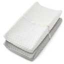 Homiest 2 Pack Changing Pad Cover, White + Light Gray Changing Table Sheets, Ultra Soft Fleece Minky Dot Fabric, Breathable Comfortable Diaper Pad Cover for Girls and Boys, Machine Washable