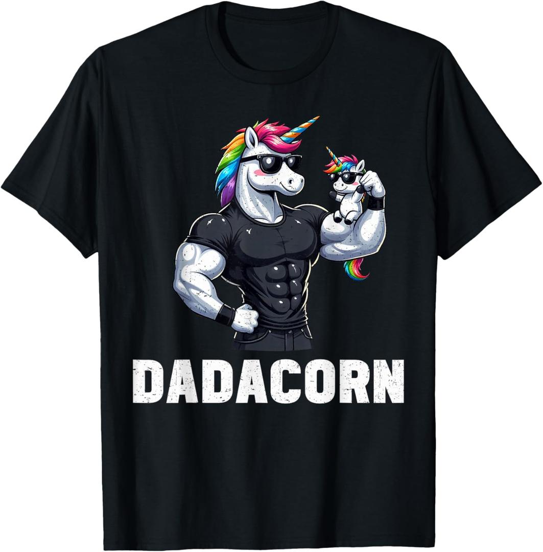 Dadacorn Unicorn Dad Papa Father's Day Daughter T-Shirt, Black, Large