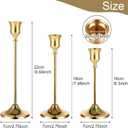 12 Pack Brass Golden Candlestick Holders, Vintage Taper Candle Holders Set in 3 Sizes for Dining Table, Fireplace, Party Decor