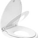 Elongated Toilet Seat with Built in Potty Training Seat, Potty Training Toilet Seat for Toddlers, Magnetic Kids Seat and Cover, Slow Close and Never Loosen, Fits both Adult and Child, White, 19"