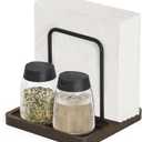 Mkono Napkin Holder for Table Farmhouse Wooden Napkin Dispenser Rustic Paper Napkin Storage for Kitchen Dining Room Coffee Bar, Brown (Salt and Pepper Shakers not Included)