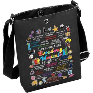 MNIGIU Musical Encouragement Quote Musical Crossbody Bag Musical Merch For Musical Fans (Lessonsbroadblack)