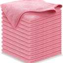 USANOOKS Microfiber Cleaning Cloth Light Pink - 12 Pcs 12.5"x12.5" - High Performance - 1200 Washes, Ultra Absorbent Towels Weave Grime & Liquid for Streak-Free Mirror Shine - Car Washing Cloth