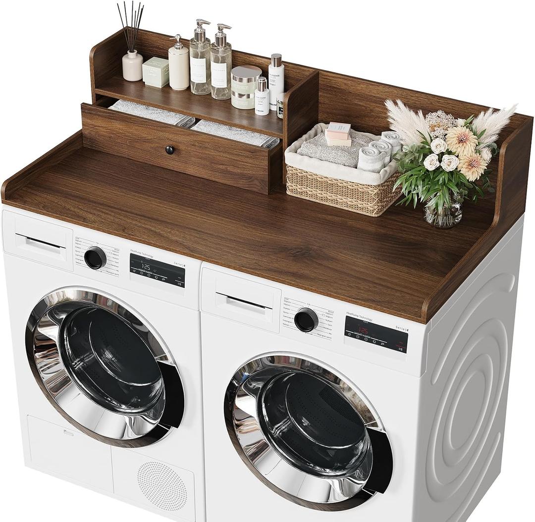 Washer Dryer Countertop with Drawer - Laundry Room Organization, 54"W x 27.6"D x 12"H