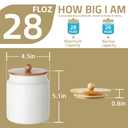 Sweejar 28 Fl oz Ceramic Kitchen Canisters, Porcelain Food Storage Jar with Airtight Seal Wooden Lid, Home Container Serving for Coffee Beans, Tea-leave, Sugar, Salt and More, Tool Bucket (White)