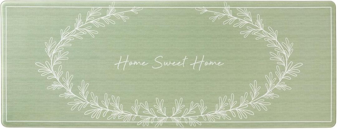 MARTHA STEWART Bloomfield Home Sweet Home Leaf Frame Kitchen Mat, Comfort Standing Mat, Non-Slip Backing, Water Resistant, Green, 18"x48"