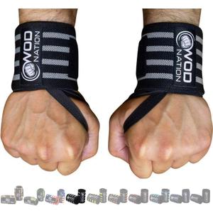 WOD Nation Wrist Wraps for Weightlifting & Strength Training – Professional Gym Straps w/Thumb Loop for Men & Women