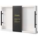 Fibogollo Bamboo Serving Tray with Metal Handles,15x10in Ottoman Decorative Trays Platter for Coffee Table,Living Room,Bar,Party,Mediuml(White)