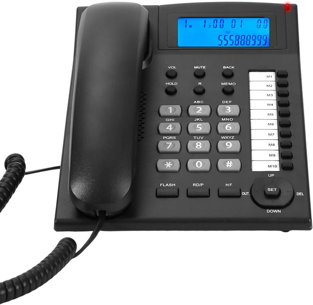 Landline Phones For Home & Office, Corded Phone With Backlit Caller Id Display, Speakerphone, Speed Dial, And Mute Function, Adjustable Ringer, Speaker, Handset Volume, Telephone Landline Phones- 3 YR