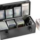 Toploaders Storage Box for 3" x 4" 35pt Rigid Cards, Trading & Sports Cards, Graded & Rating Cards, with 3 DIY Sponge Partitions (Holds 300+ Toploaders (N300-Black)