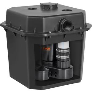 VEVOR Utility Sump Pump, 1/2 HP, 120-Volt, 3500 GPH Flow, 28 ft Head, Under-Sink System with 6 Gallon Basin, Automatic Utility/Laundry Pump, Drain Pump with 1-1/2" NPT Outlet, Black