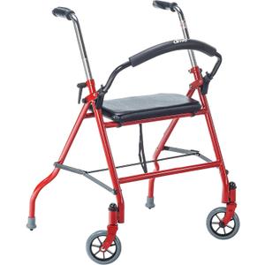 Drive Medical 1239RD Foldable Rollator Walker with Seat, Red, 1 Count (Pack of 1)