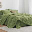Love's cabin Full Comforter Set Olive Green, 7 Pieces Full Bed in a Bag, All Season Bedding Sets with 1 Comforter, 1 Flat Sheet, 1 Fitted Sheet, 2 Pillowcase and 2 Pillow Sham