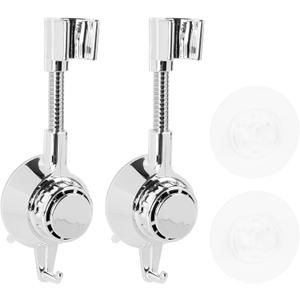 2Pack Shower Head Holder Wall Mount, 360 Degree Adjustable Shower Hose Holder, Strong Adhesive Handheld Shower Head Holder, Suction Cup Hooks for Shower(Suction & Adhesive)