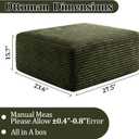 Corduroy Ottoman, Modern Boneless Cloud Foot Rest Foam Support, Oversized Modular Sectional Sofa Rectangel Stool for Living Room, Bedroom & Small Spaces, No Assembly Required (Green, Ottoman), 38.2"D x 35.4"W x 25.6"H
