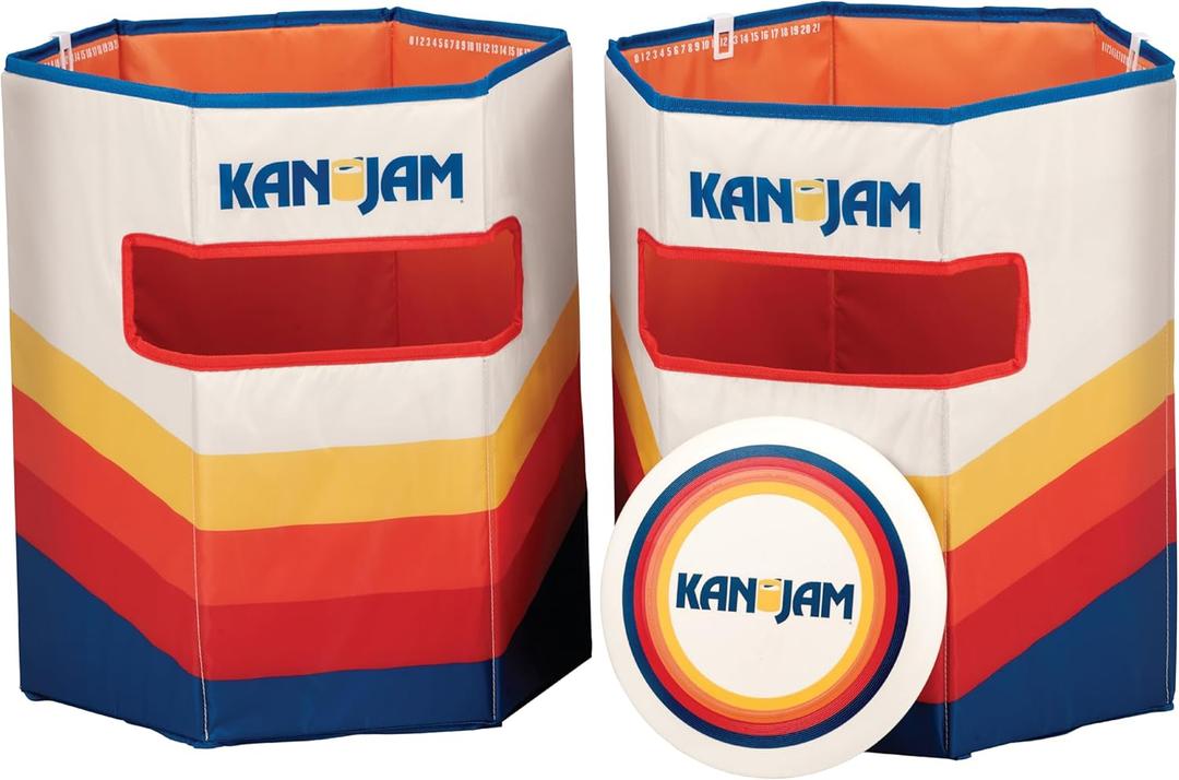 Kan Jam Pack 'N Go Foldable Travel Disc Toss Game - Portable All-Weather Beach Games - Built-in Scoring & Easy Setup - Tailgate Essentials & Yard Fun