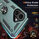 2 x IKAZZ for iPhone 16 Case 6.1 Inch with Screen Protector,Military Grade Shockproof Heavy Duty Protective Phone Cover Pass 16ft Drop Test with Magnetic Kickstand Car Mount Holder,Pine Green Color
