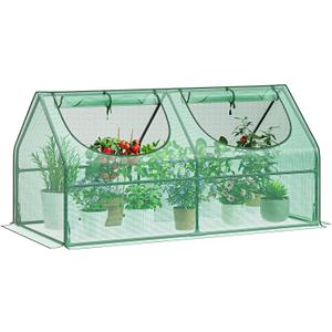 GreatBuddy Portable Mini Greenhouse, 336Ft, High-Density PE Plant Cover with 2 Roll-up Zipper Windows, Perfect for Indoor Outdoor Plant Growing