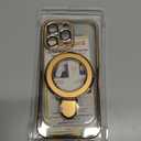 Magnetic for iPhone 13 Pro Case with Invisible Stand[Compatible with MagSafe][Full Camera Lens Protector][Military Drop Protection]Shockproof Not Yellowing Clear Slim Soft for Women Men, Gold