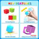 Magnetic Building Blocks Large, 1.65 inch Magnetic Stacking Cubes for Toddlers, Sensory & Montessori Toys for Boys & Girls 1 2 3 Years Old (12 PCS)