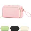 Travel Makeup Bag, Wide-open Cosmetic Bag Make Up Organizer Case with Brushes Pocket for Women, Large Family Toiletry Bag Skincare Pouch for Toiletries Accessories