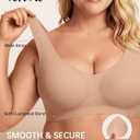 Vertvie Womens Jelly Wireless Bras Seamless T-Shirt Bra No Underwire Full Coverage Pullover Bralettes Supportive Sports Bras (M)